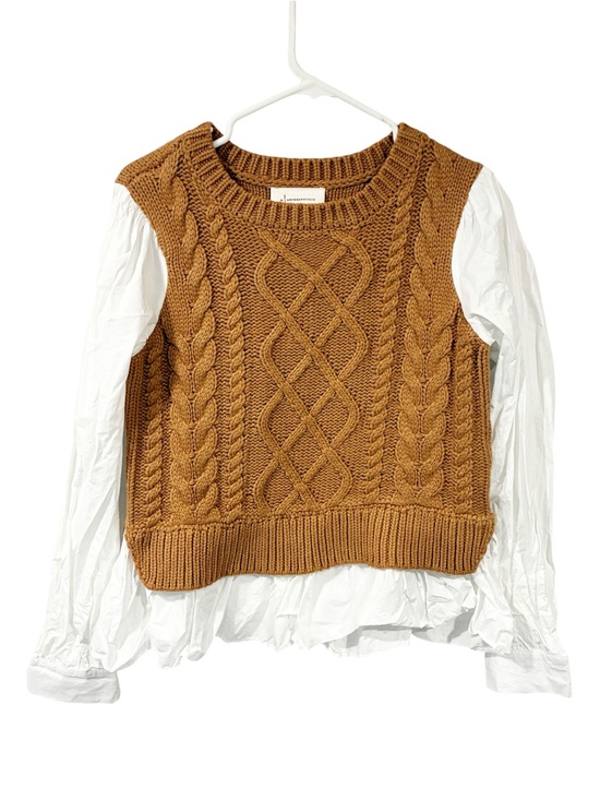 Anthropologie Sweaters - By Anthropologie Cable Knit Sweater Vest & Blouse Layered Top Size Medium